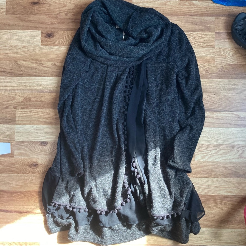 NWT A’reve cowl neck Pom Pom tassel sweater
